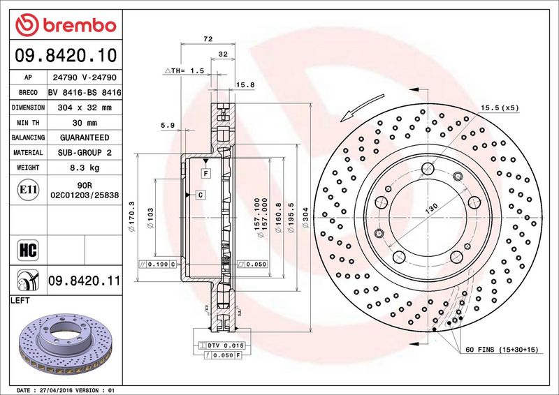 Brembo 09.8420.11 Brake Disc - 2