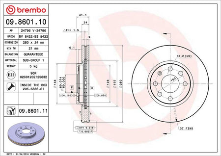 Brembo 09.8601.11 Brake Disc - 2