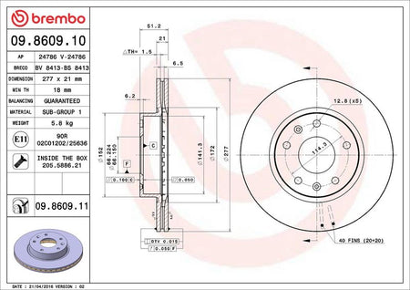 Brembo 09.8609.11 Brake Disc - 2