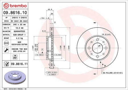 Brembo 09.8616.11 Brake Disc - 2