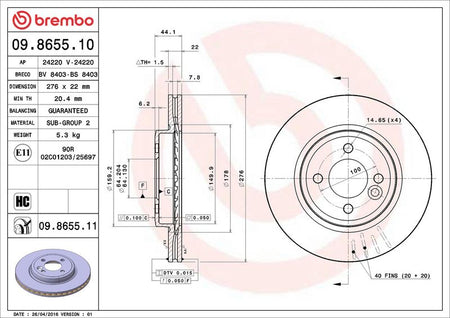 Brembo 09.8655.11 Brake Disc - 2