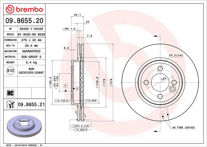 Brembo 09.8655.21 Brake Disc - 2