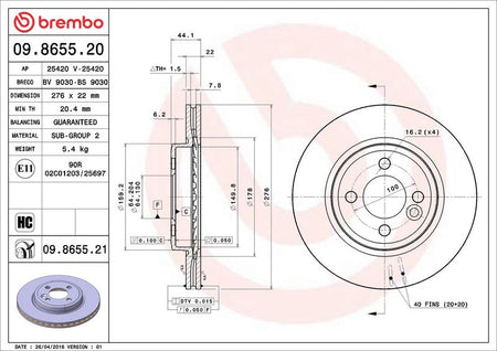 Brembo 09.8655.21 Brake Disc - 2