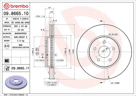 Brembo 09.8665.11 Brake Disc - 2