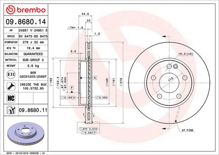 Brembo 09.8680.11 Brake Disc - 2