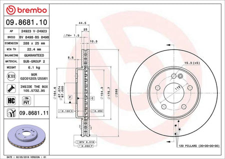 Brembo 09.8681.11 Brake Disc - 2