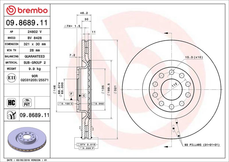 Brembo 09.8689.11 Brake Disc - 2
