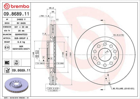 Brembo 09.8689.11 Brake Disc - 2