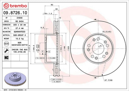 Brembo 09.8726.10 Brake Disc - 2