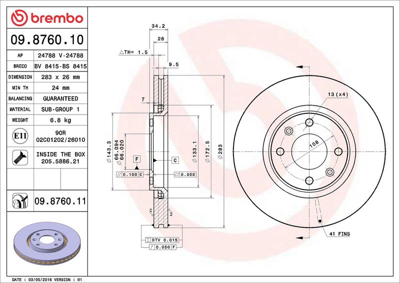 Brembo 09.8760.11 Brake Disc - 2