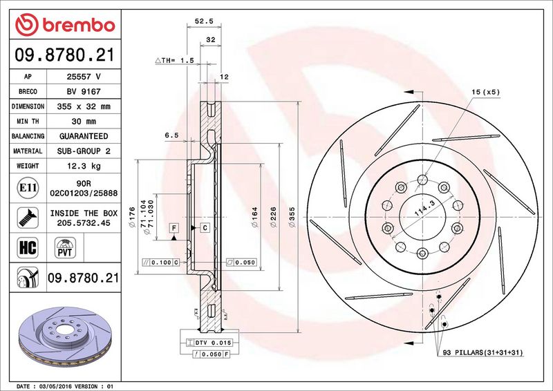 Brembo 09.8780.21 Brake Disc - 2