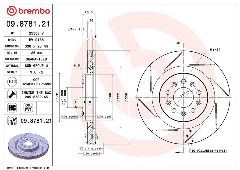 Brembo 09.8781.21 Brake Disc - 2