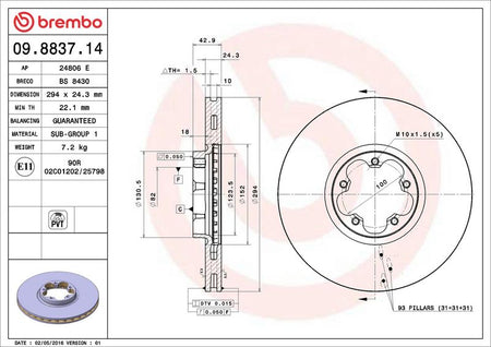 Brembo 09.8837.14 Brake Disc - 2