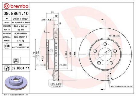 Brembo 09.8864.11 Brake Disc - 2