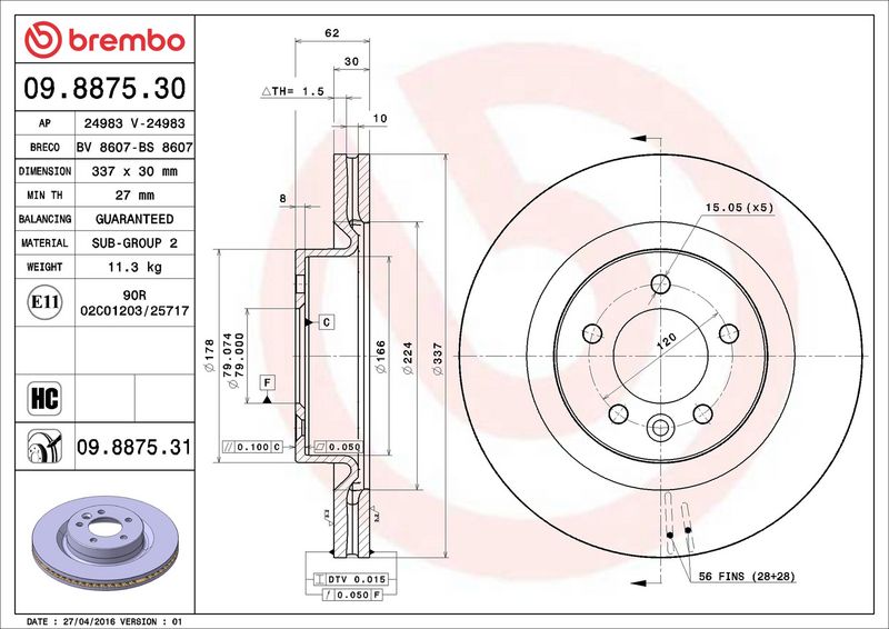 Brembo 09.8875.31 Brake Disc - 2