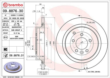 Brembo 09.8876.31 Brake Disc - 2