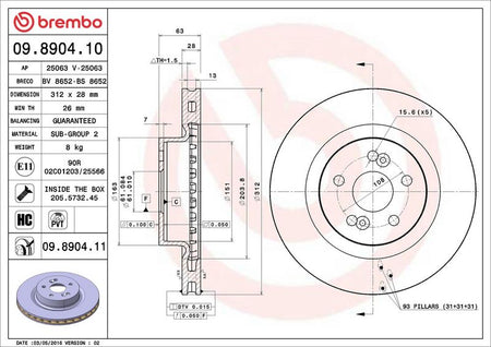 Brembo 09.8904.11 Brake Disc - 2