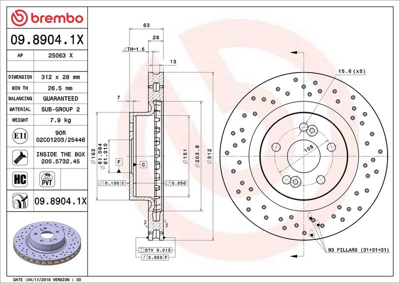 Brembo 09.8904.1X Brake Disc - 2