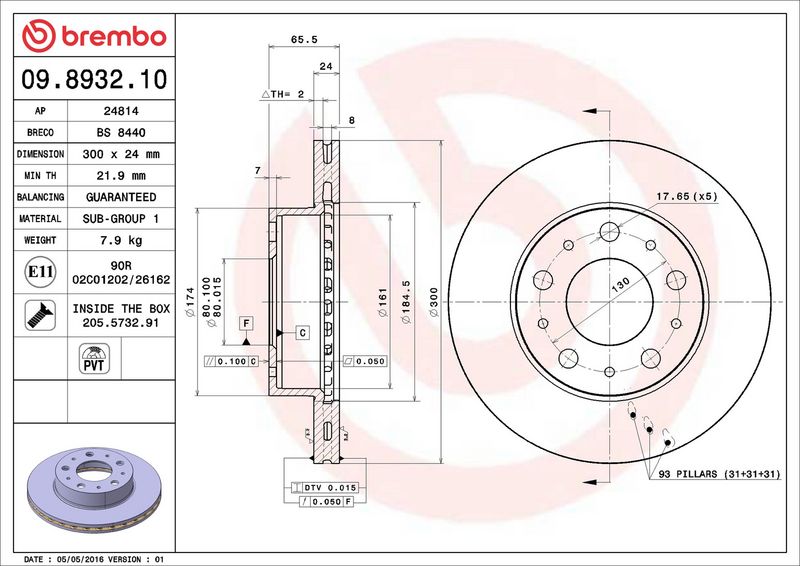 Brembo 09.8932.10 Brake Disc - 2