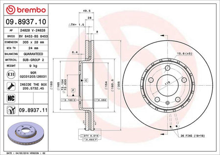 Brembo 09.8937.11 Brake Disc - 2