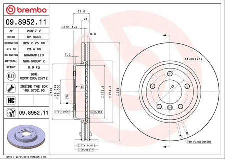 Brembo 09.8952.11 Brake Disc - 2
