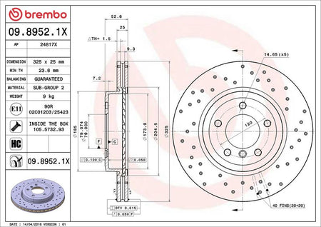 Brembo 09.8952.1X Brake Disc - 2