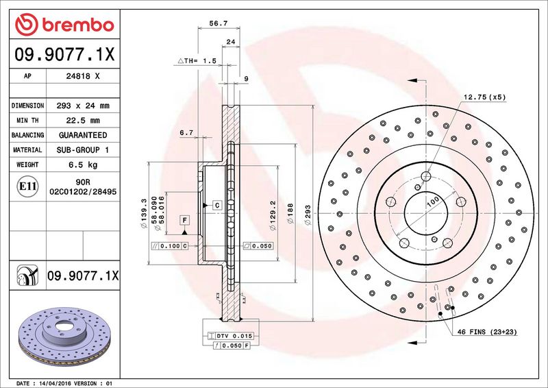 Brembo 09.9077.1X Brake Disc - 2