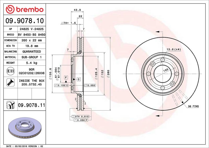 Brembo 09.9078.11 Brake Disc - 2