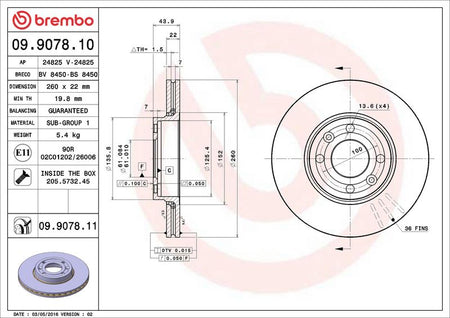 Brembo 09.9078.11 Brake Disc - 2