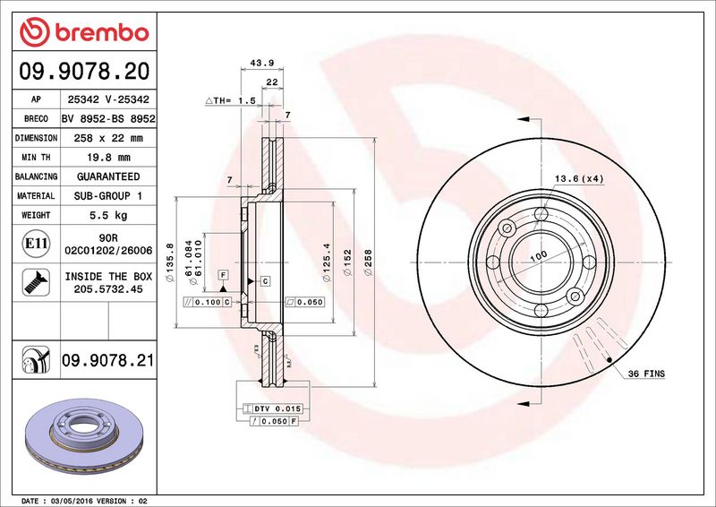 Brembo 09.9078.21 Brake Disc - 2