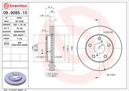 Brembo 09.9085.10 Brake Disc - 2