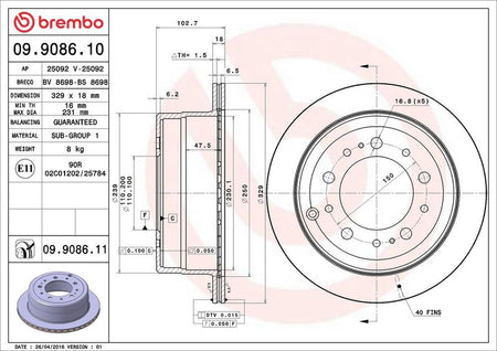 Brembo 09.9086.11 Brake Disc - 2