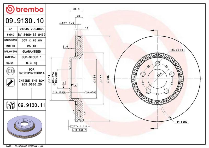 Brembo 09.9130.11 Brake Disc - 2
