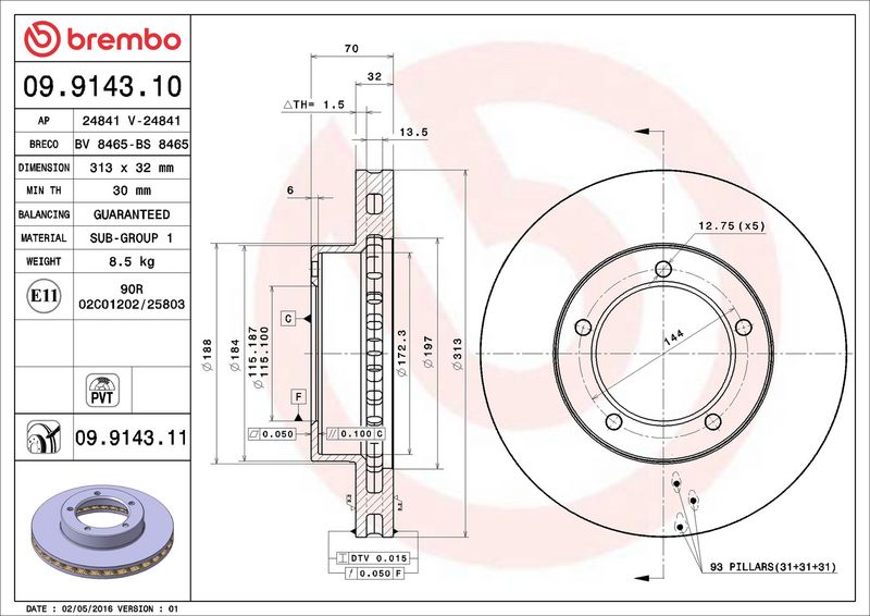 Brembo 09.9143.11 Brake Disc - 2