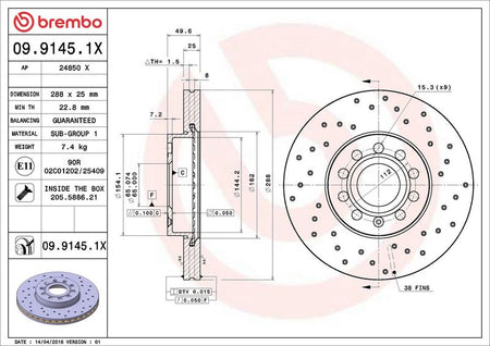 Brembo 09.9145.1X Brake Disc - 2