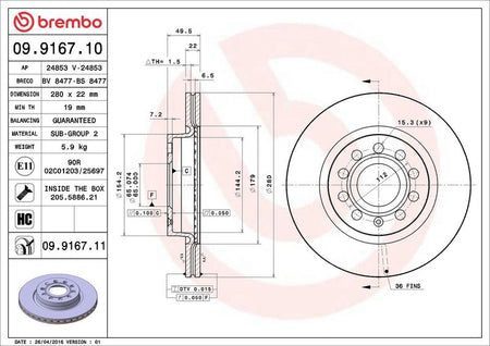 Brembo 09.9167.11 Brake Disc - 2