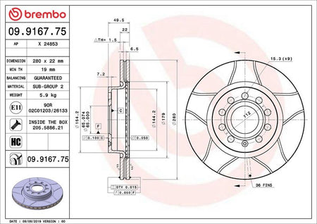 Brembo 09.9167.75 Brake Disc - 2