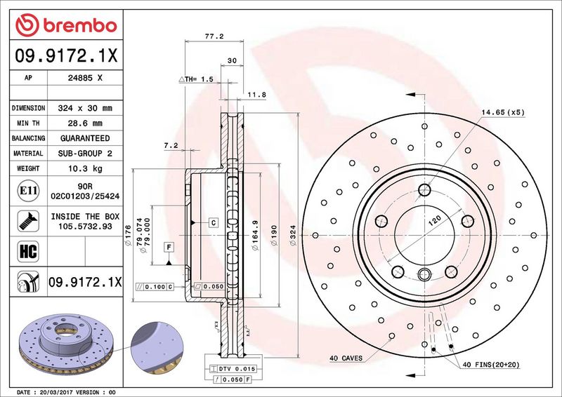 Brembo 09.9172.1X Brake Disc - 2