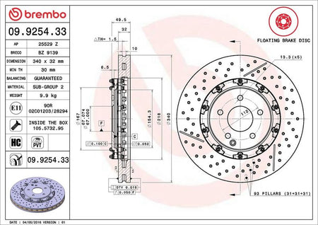 Brembo 09.9254.33 Brake Disc - 2