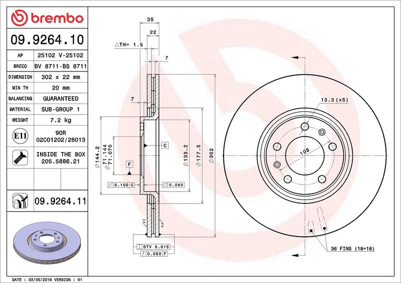 Brembo 09.9264.11 Brake Disc - 2
