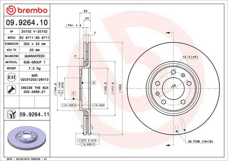 Brembo 09.9264.11 Brake Disc - 2