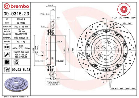 Brembo 09.9315.23 Brake Disc - 2
