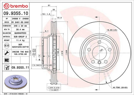 Brembo 09.9355.11 Brake Disc - 2