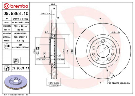 Brembo 09.9363.11 Brake Disc - 2