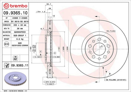 Brembo 09.9365.11 Brake Disc - 2
