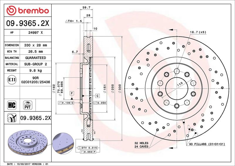 Brembo 09.9365.2X Brake Disc - 2