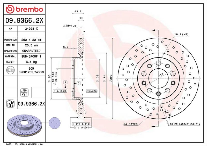 Brembo 09.9366.2X Brake Disc - 2