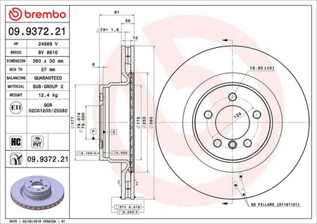 Brembo 09.9372.21 Brake Disc - 2