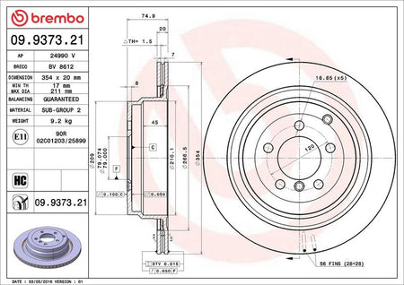 Brembo 09.9373.21 Brake Disc - 2