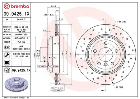 Brembo 09.9425.1X Brake Disc - 2